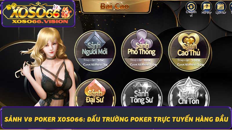 Sảnh V8 Poker Xoso66 Đấu trường Poker trực tuyến hàng đầu